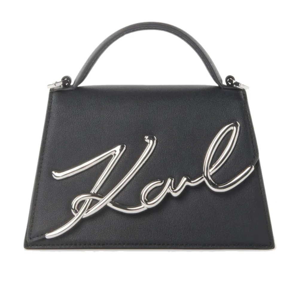 Karl Lagerfeld Women's Black Handbags, One Size, Signature 2.0 Md Crossbody