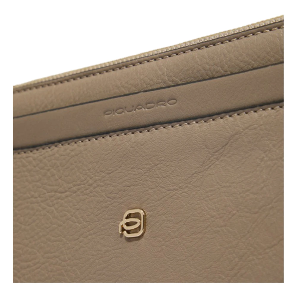 Piquadro Grijze leren iPad Mini clutch Gray Dames