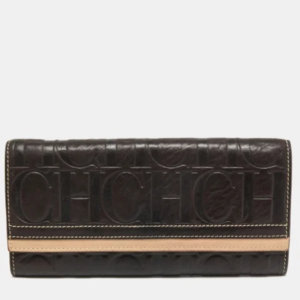 Carolina Herrera Pre-owned Leather wallets Brown Dames