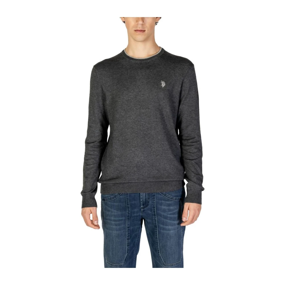 U.s. Polo Assn. Grijze Wollen Blend Gebreide Trui Gray Heren