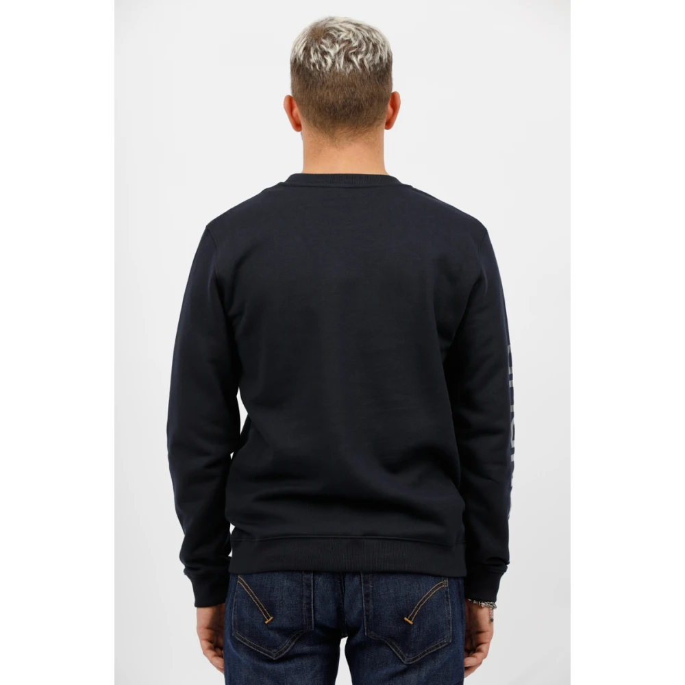 Dondup Sweatshirt met ronde hals en zijdelingse mouwprint Blue Heren