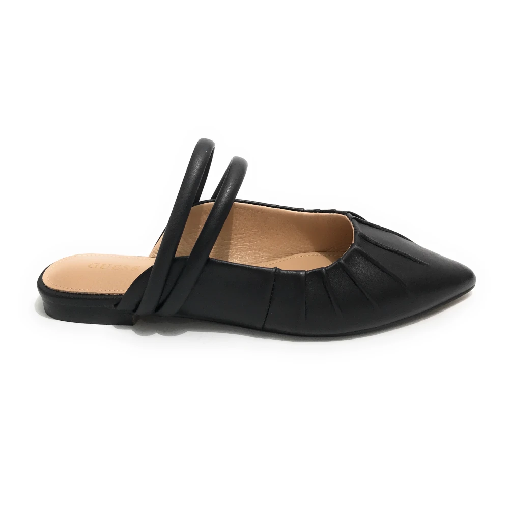 Guess Zwarte leren Vivians puntige neus sabot schoenen Black Dames