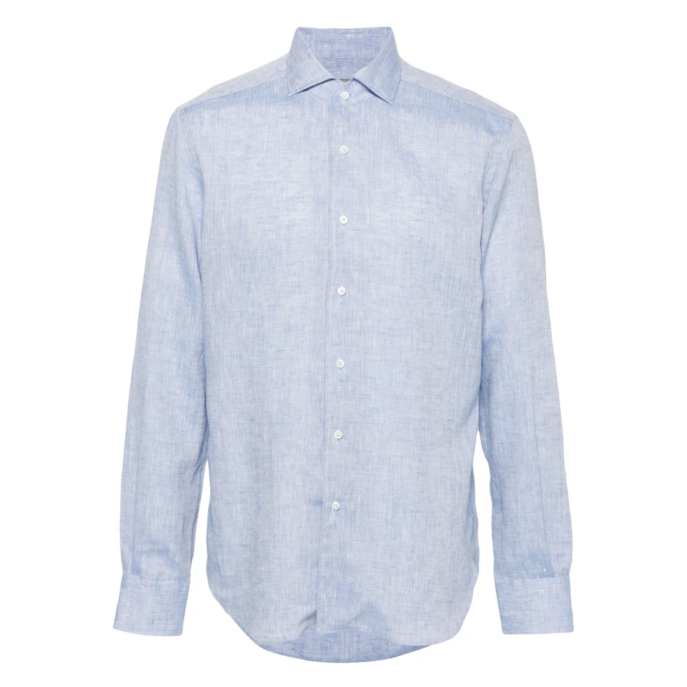 Corneliani Elegante Blauwe Lange Mouwen Shirt Blue Heren