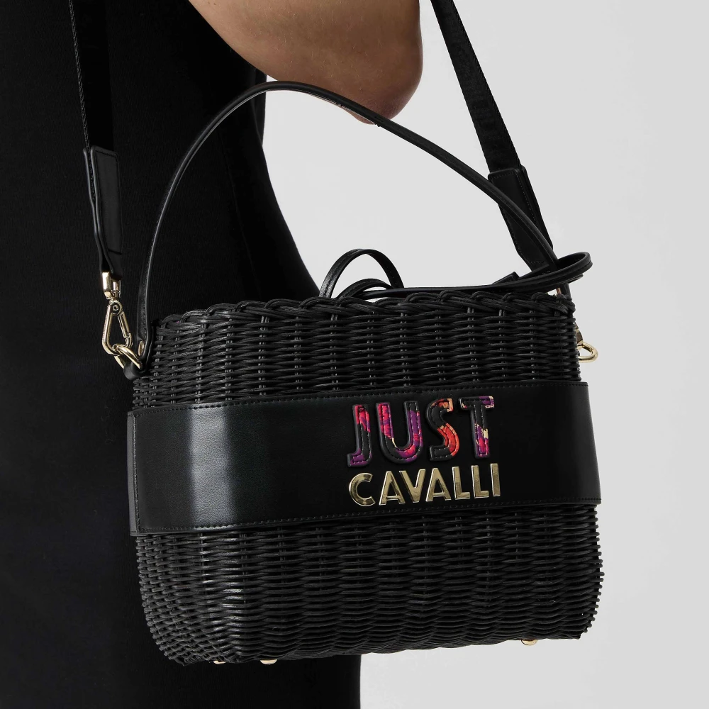 Just Cavalli Gevlochten Logo Emmer Tas Black Dames