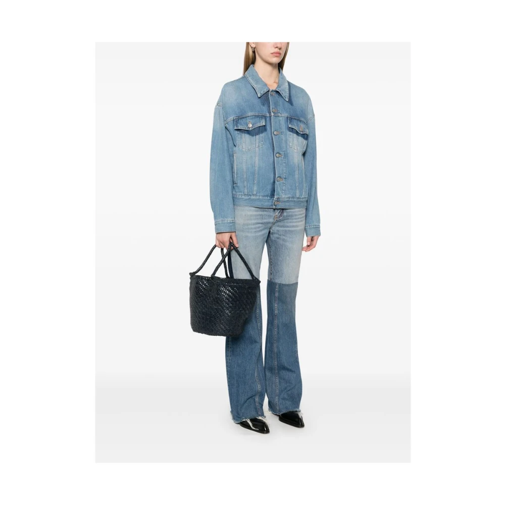 Dragon Diffusion Navy Blauw Leren Trekkoord Tas Blue Dames