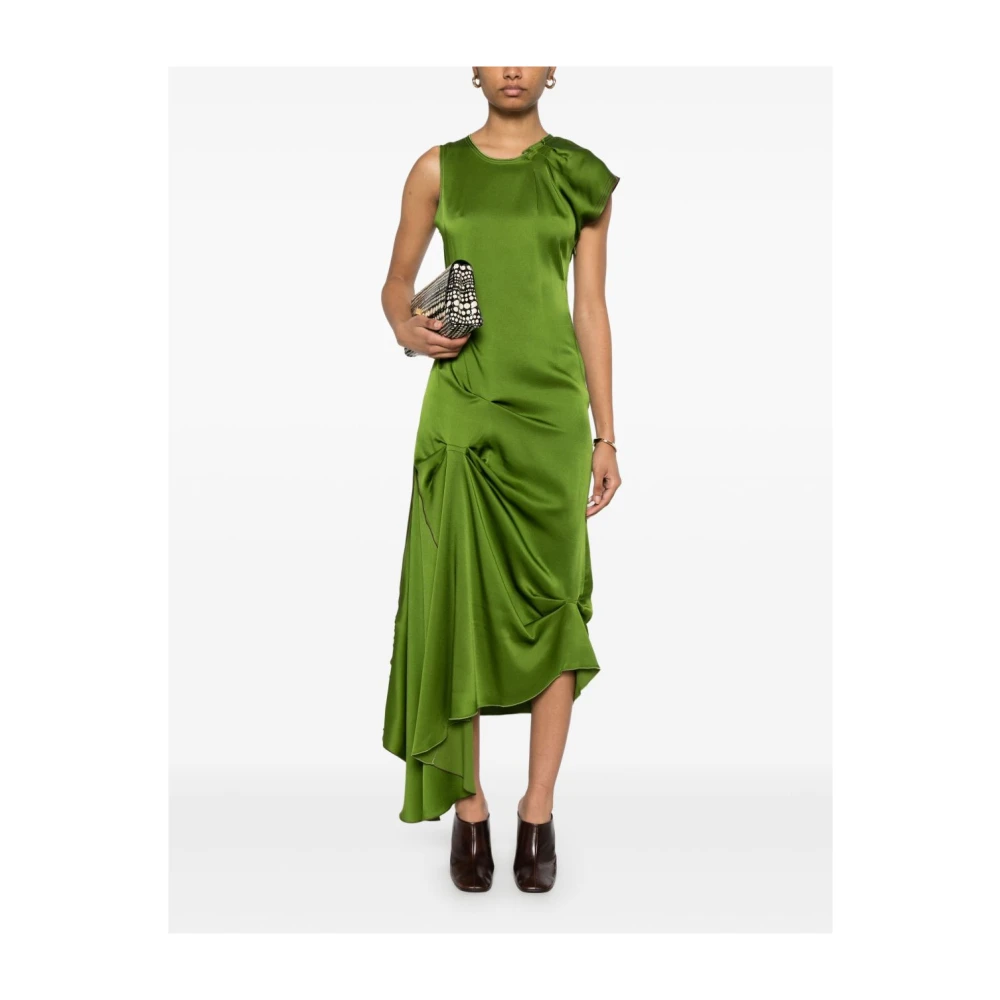 Victoria Beckham Groene Asymmetrische Jurk Green Dames