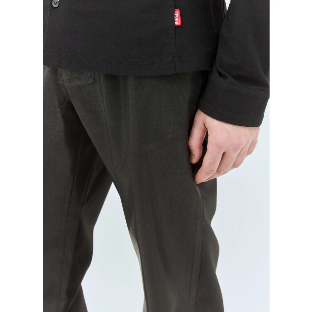 Diesel Paneelconstructie wollen broek met denim Black Heren