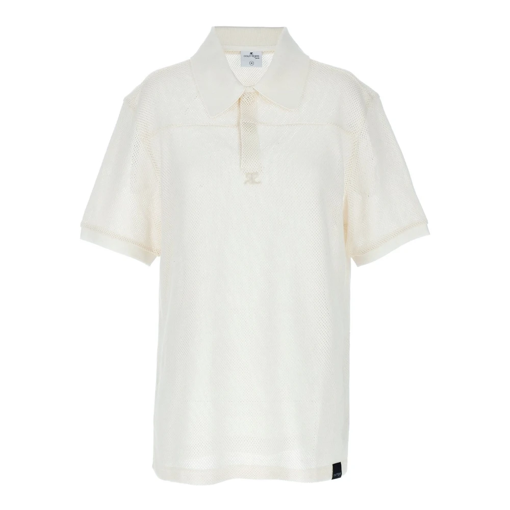 Courrèges Wit Mesh Design Polo Shirt White Heren