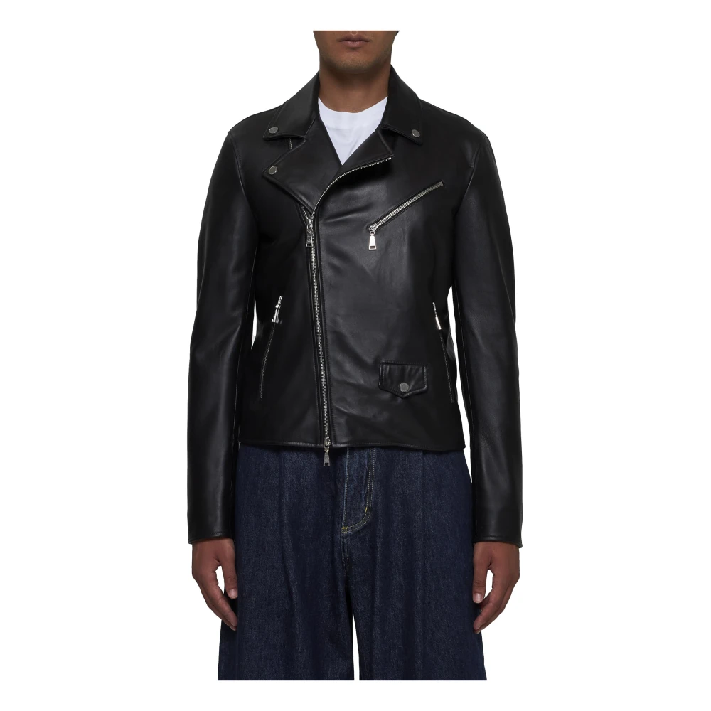 Tagliatore Zwart Leren Bikerstijl Jas Black Heren