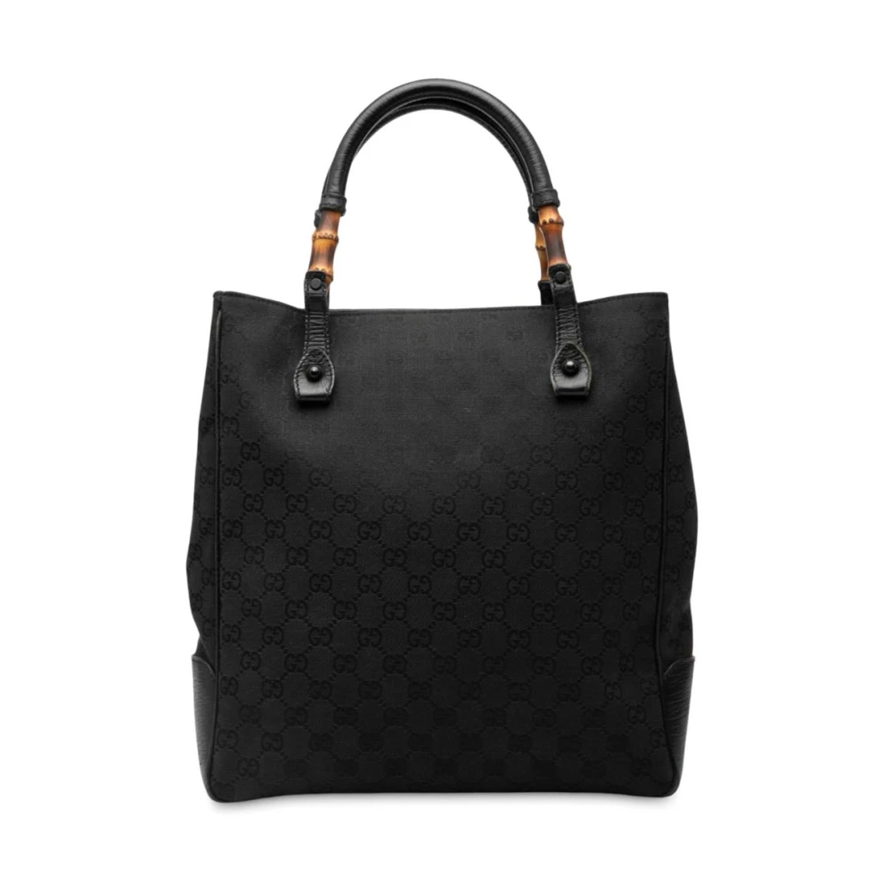 Gucci Vintage Women's Black Pre-Owned Bamboo Handle Tote Bag