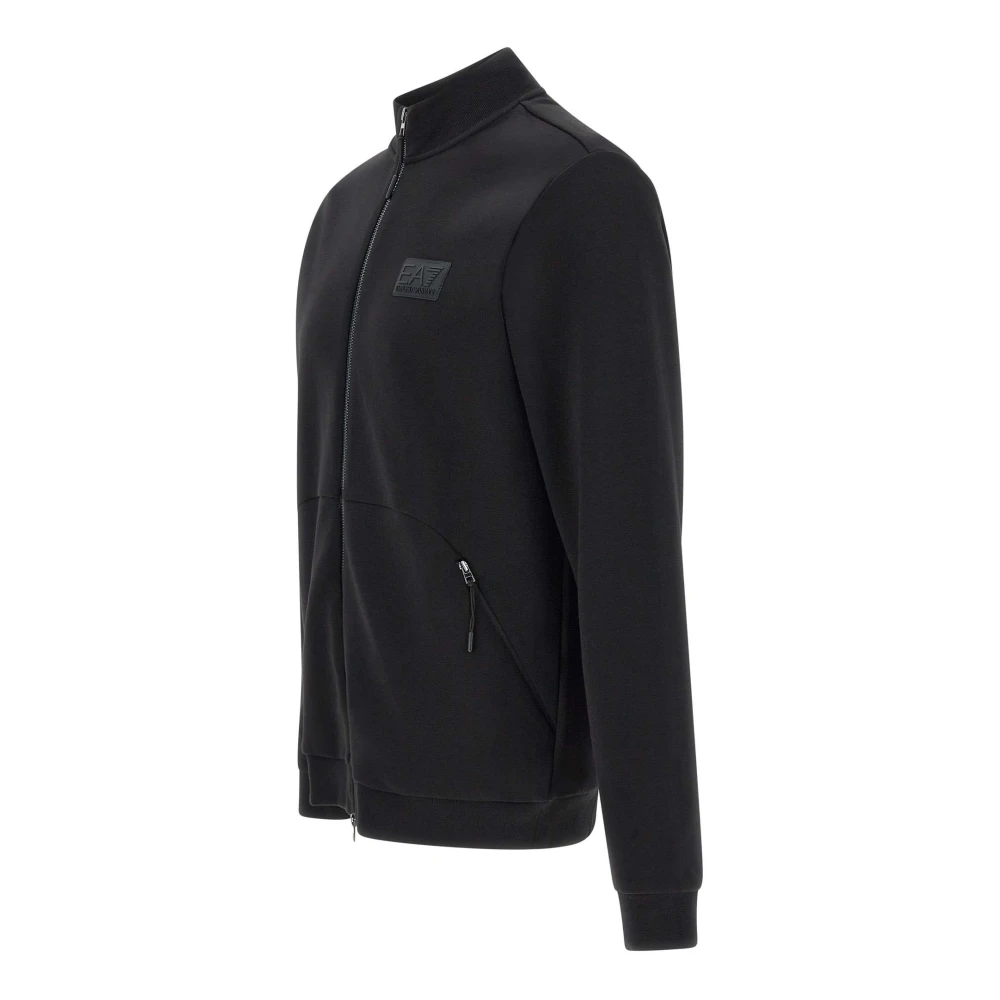 Emporio Armani EA7 Zwarte katoenen sweatshirt met rits Black Heren