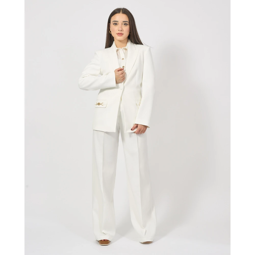 Gaëlle Paris Witte jas met gouden accessoires White Dames