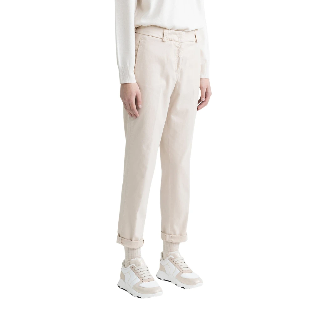PESERICO Perzikkleurige gabardine wortelbroek Beige Dames