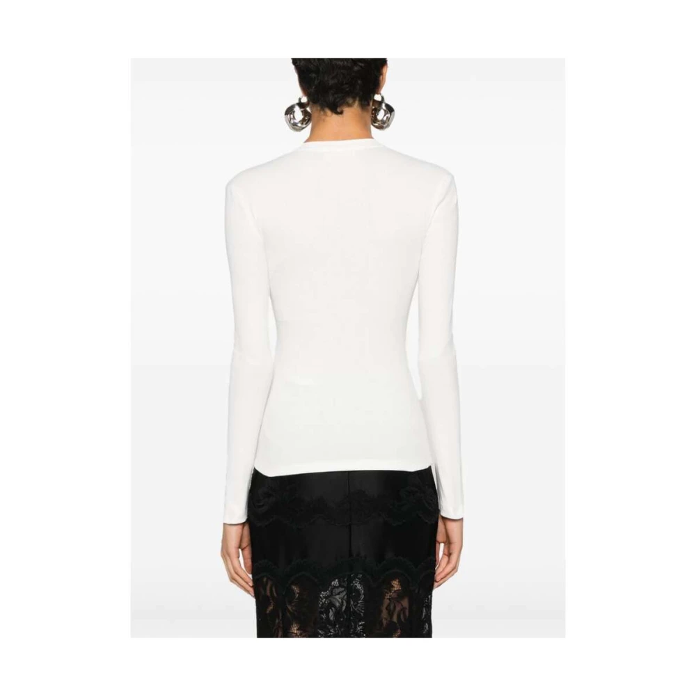 Paco Rabanne Off-White Geribbeld Katoenen T-shirt White Dames