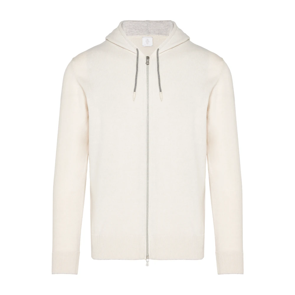 Eleventy Lyxig Cashmere Hoodie med Dragkedja White, Herr