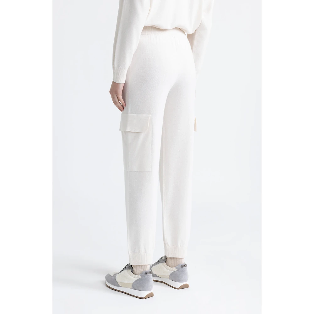 PESERICO Wollen zijden en kasjmier baggy cargo broek White Dames