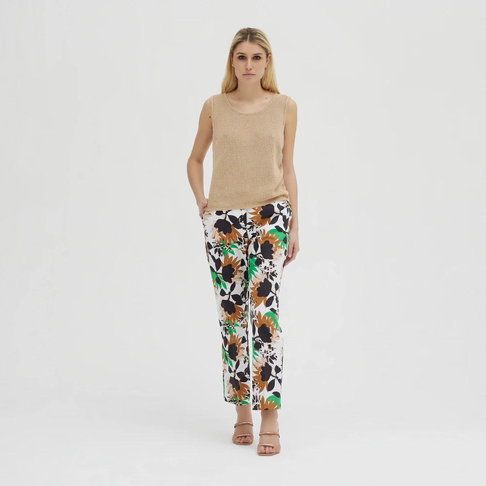 Giorgio Grati Geribbelde Katoenen Top Zandkleur Beige Dames
