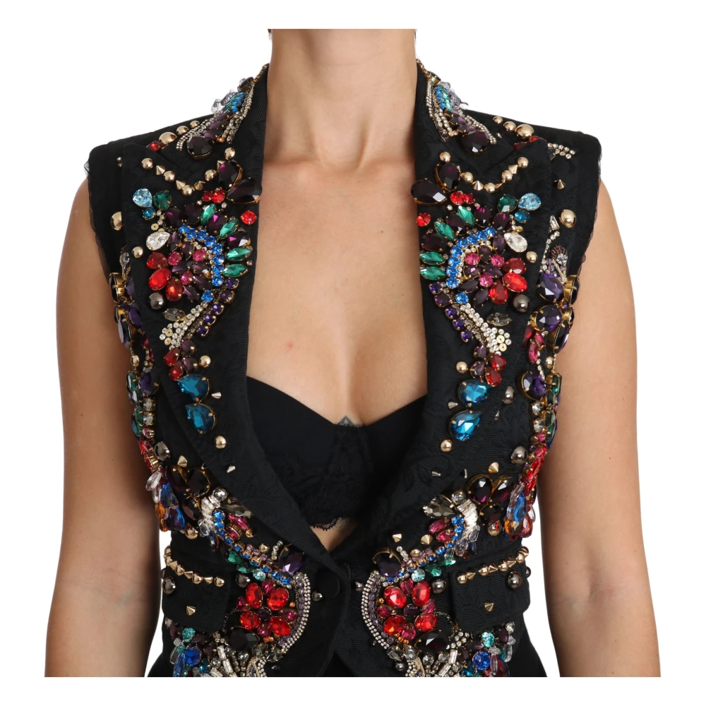 Dolce & Gabbana Betoverende Sicilië Kristallen Vest Black Dames