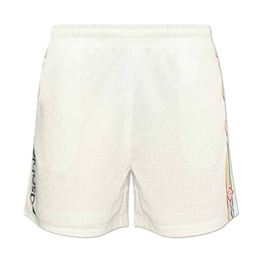 Casablanca Monogram Jacquard Side Stripe Shorts White Heren