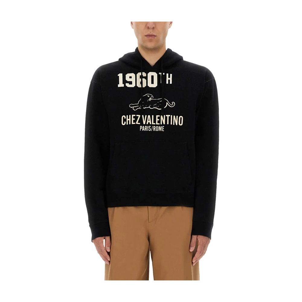Valentino Garavani Black Hoodies, Male, L, Chez Valentino Hoodie