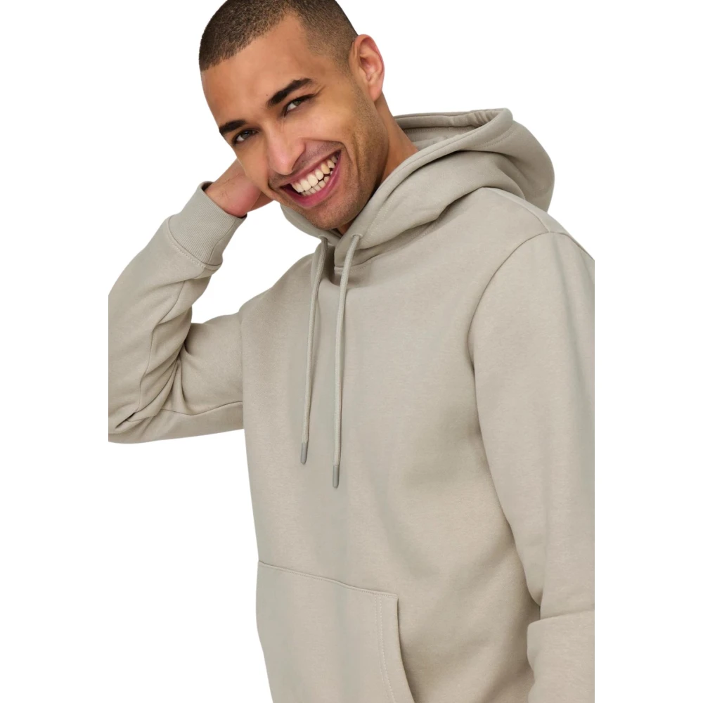 Only & Sons Casual Hoodie Sweatshirt Gray Heren