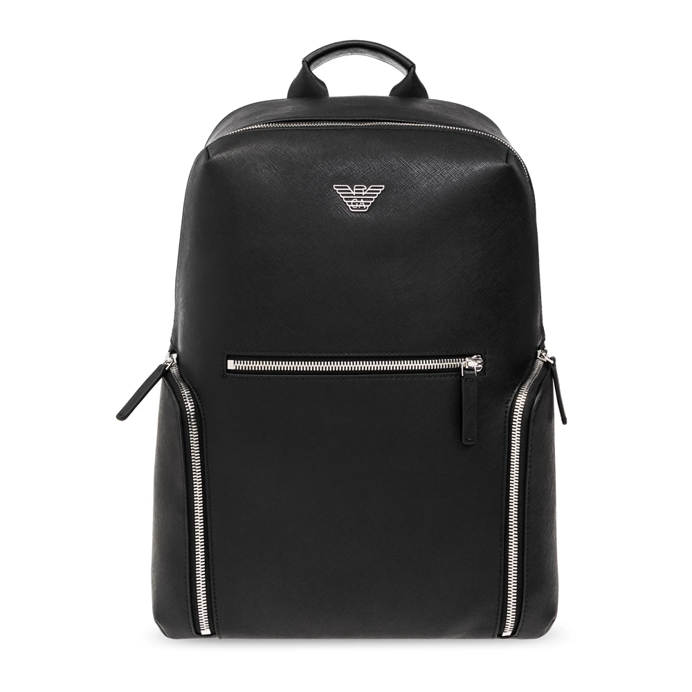 Emporio Armani Men's Black Backpack With Logo