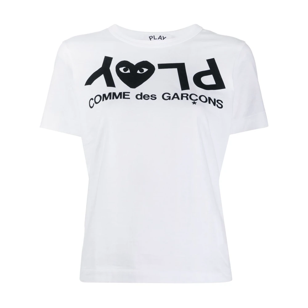 Comme des Garçons Play Logo Print Wit T-shirt White Dames