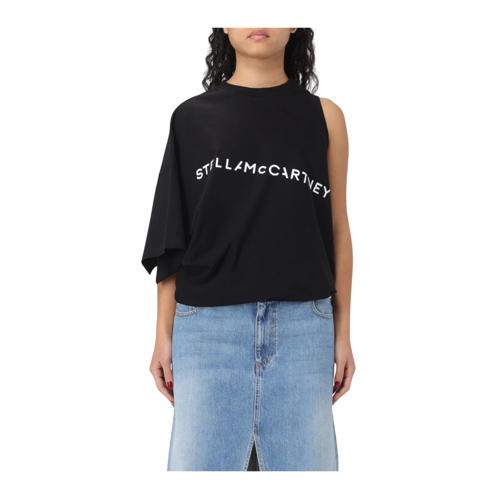 Stella Mccartney Women's Black Cotton Asymmetrical Top 2XS