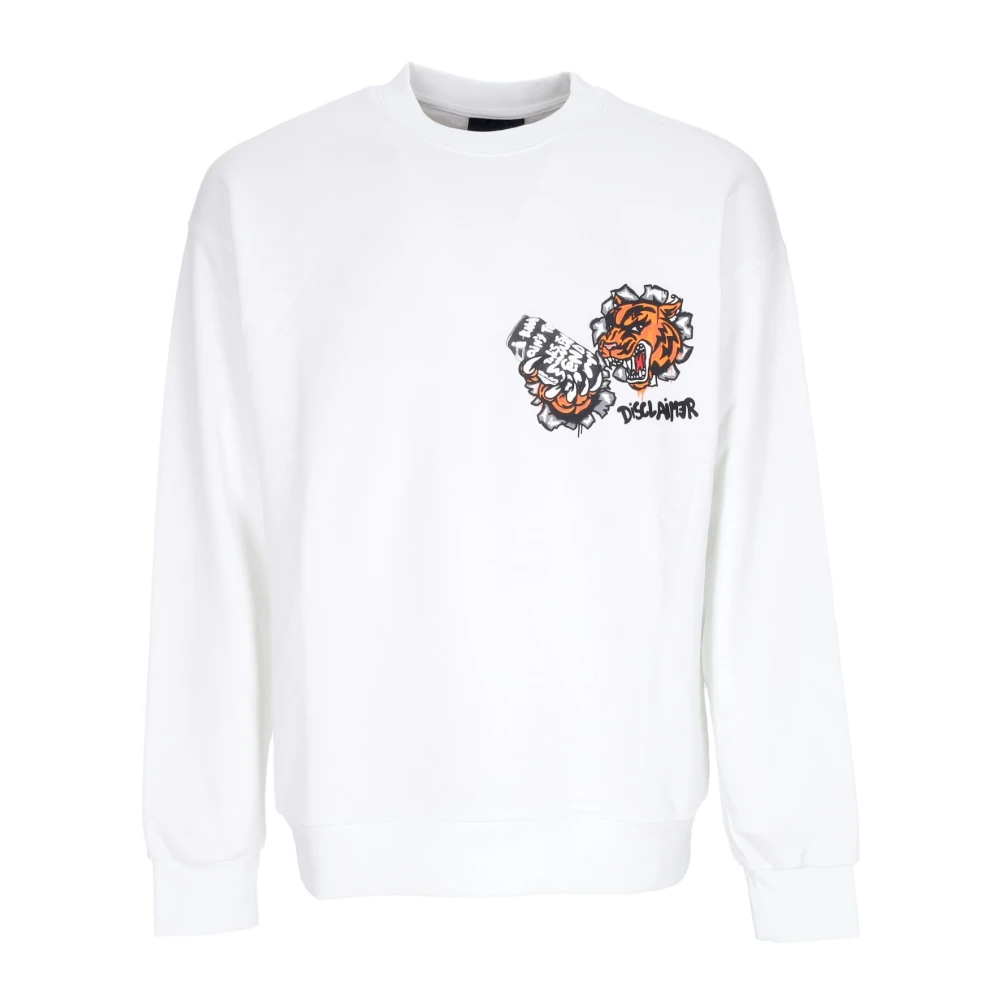 Disclaimer Tiger Crewneck Sweatshirt Wit Streetwear White Heren