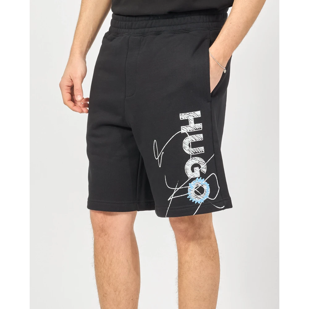 Hugo Boss Zwarte elastische taille Bermuda shorts Black Heren