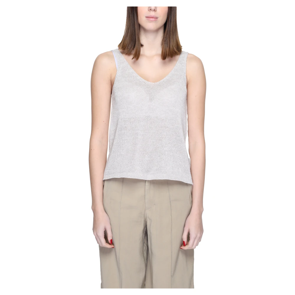 Jacqueline de Yong Beige Tanktop met Bandjes Beige Dames