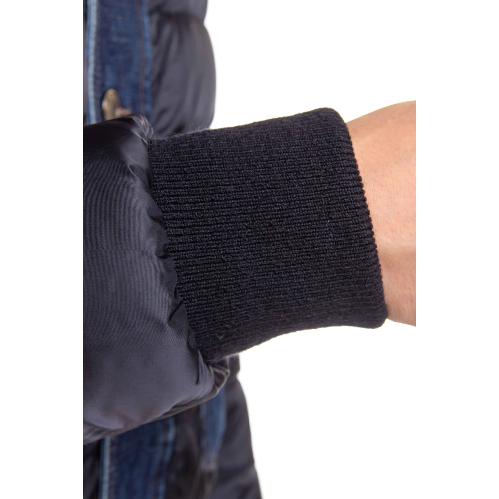 Moorer Blauwe Puffer Bomber met Denim Details Blue Heren
