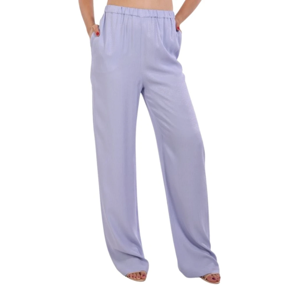 Emporio Armani Lila Armure Viscose Byxor Med Elastisk Midja