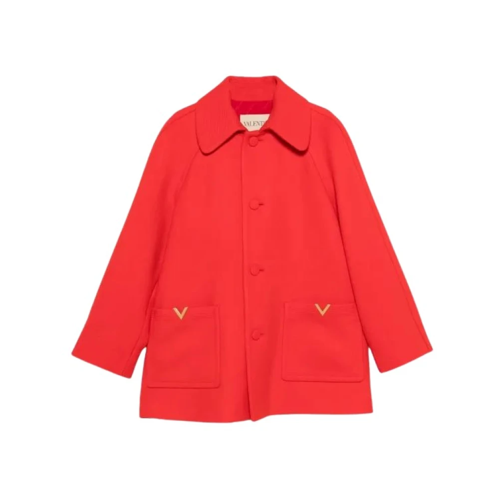 Valentino Garavani Men's Red Wool Single-Breasted Coat - Single-Breasted Coats - Xs - Coats
