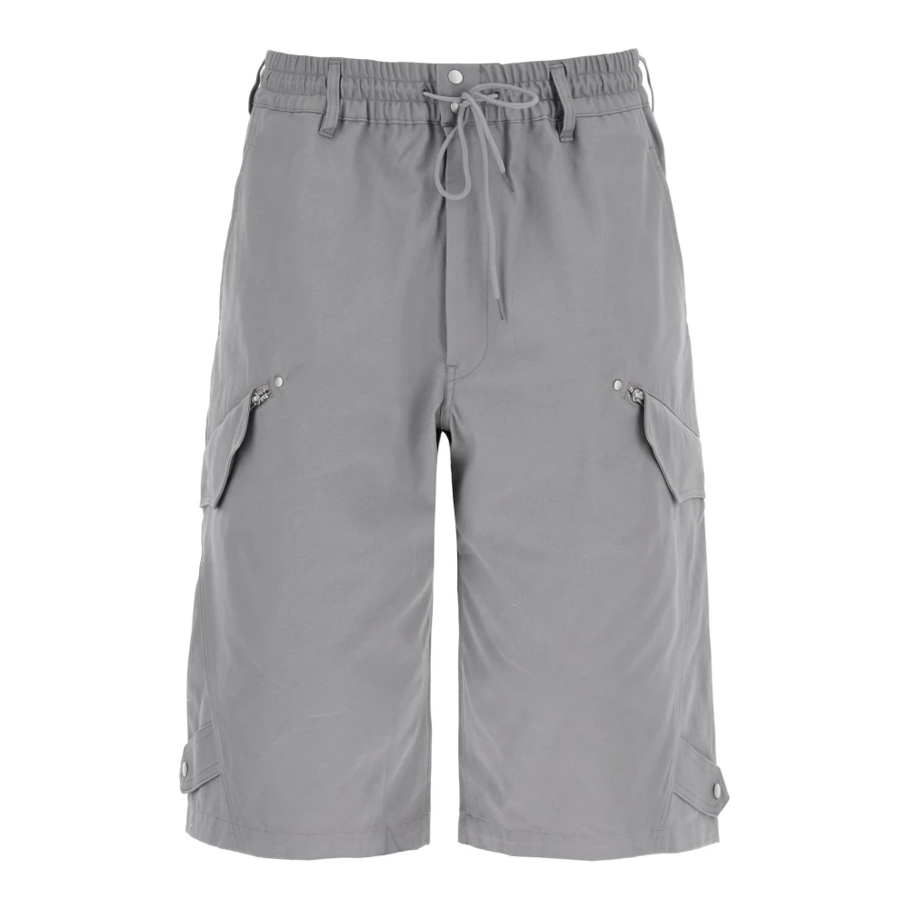 Y-3 Canvas Bermuda Shorts met meerdere zakken Gray Heren