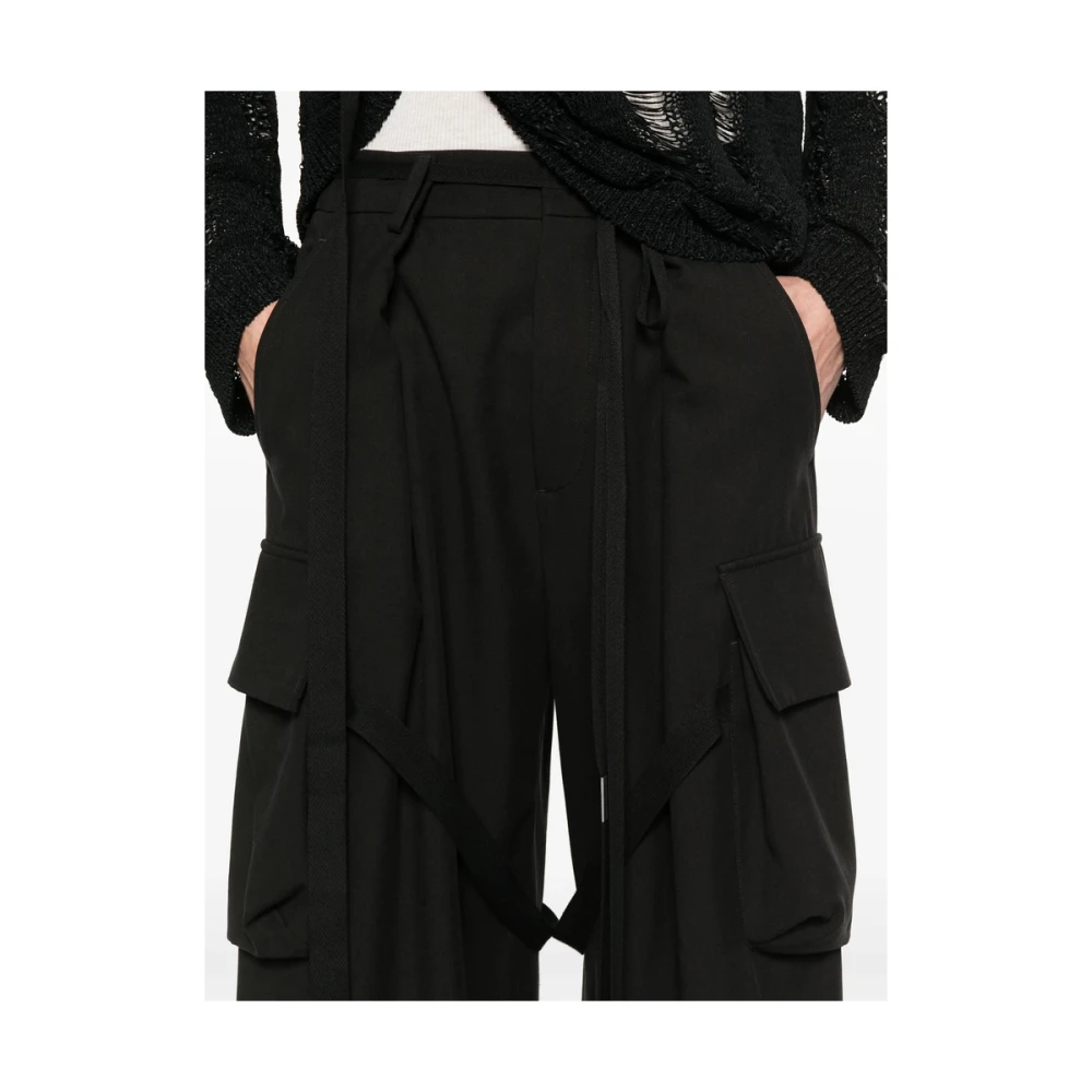 Ann Demeulemeester Zwarte Cargo Stijl Riem Broek Black Heren