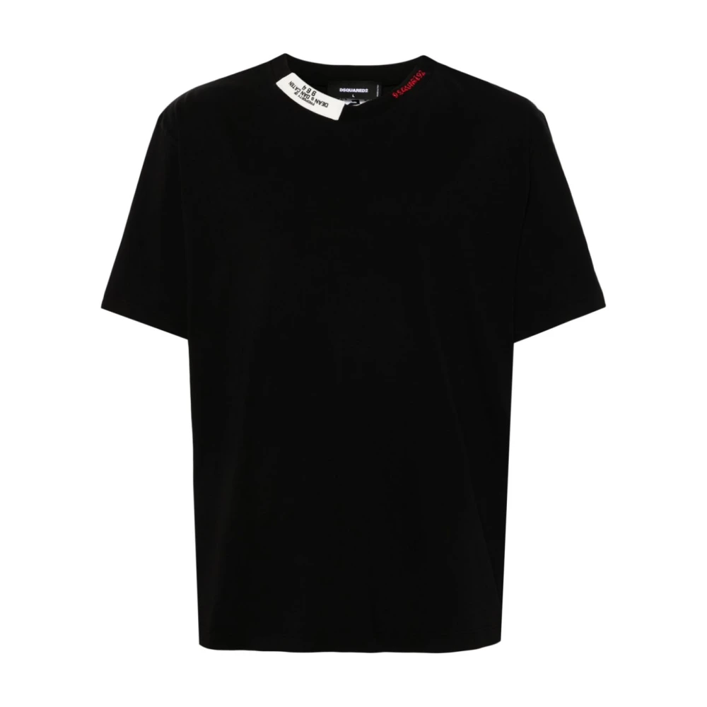 Dsquared2 Zwart T-shirt met logo versieringen Black Heren