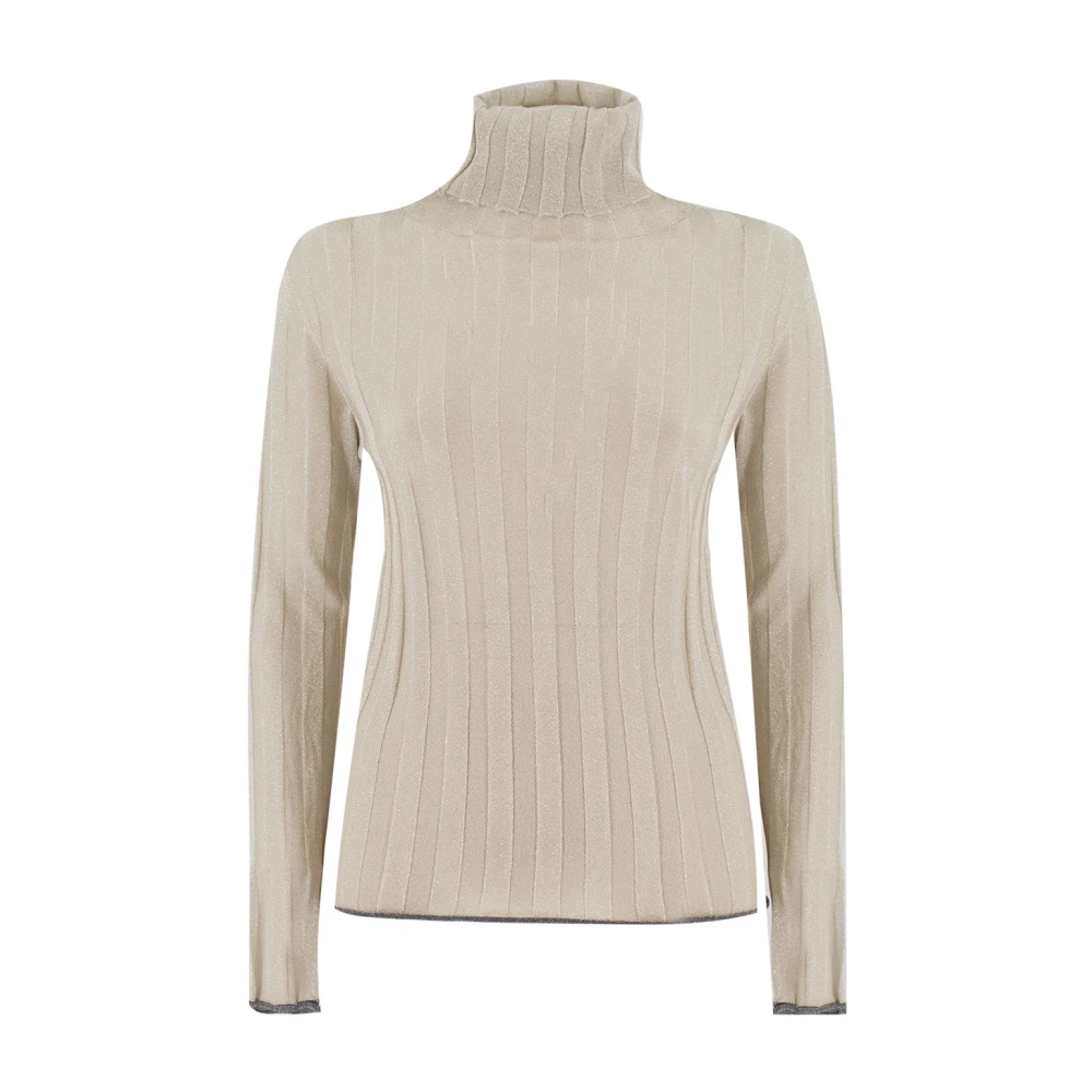 Fabiana Filippi Women's White Lurex Ribbed Turtleneck Jumper