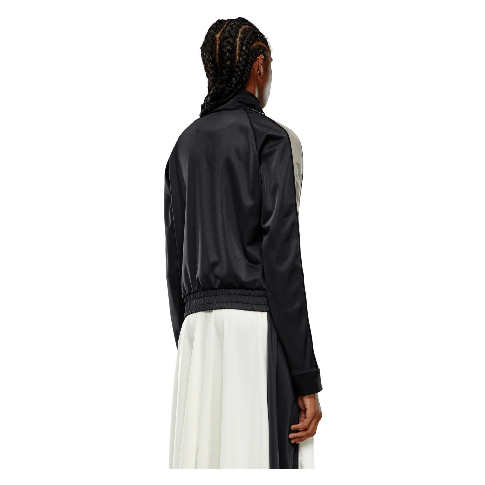 Diesel Mixed-material track jacket with side stripes Black Dames