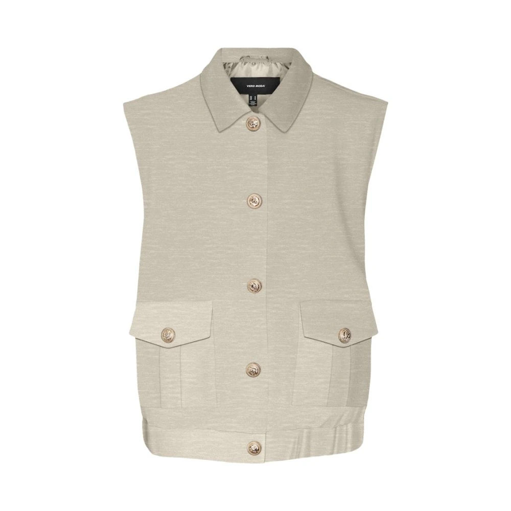 Vero Moda Kort Vest Haver Beige Freewear Beige Dames