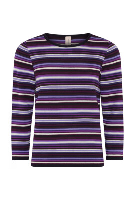 striped-3-4-sleeve-pullover-blouse