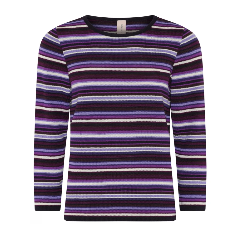 Skovhuus Gestreepte 3 4 Mouw Pullover Blouse Purple Dames