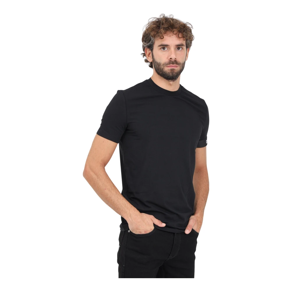 Dsquared2 Zwart T-shirt met Wit Logo Mouw Black Heren