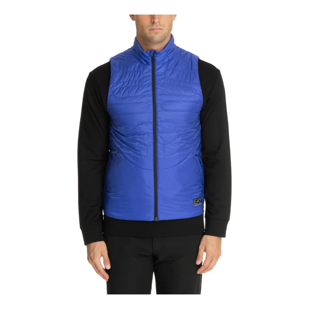 Emporio Armani EA7 Enkel Logo Vest med Dragkedja Blue, Herr