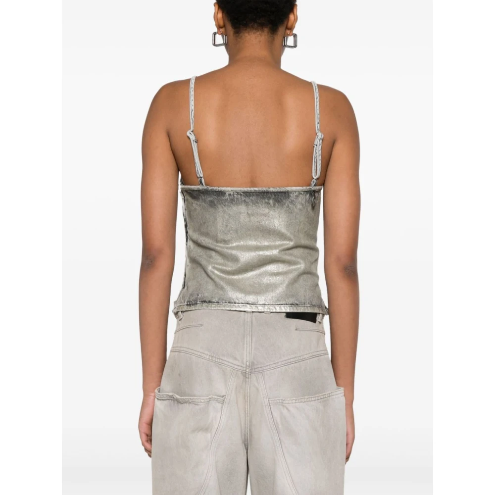 Diesel Grijze V-hals Spaghetti Strap Top Gray Dames
