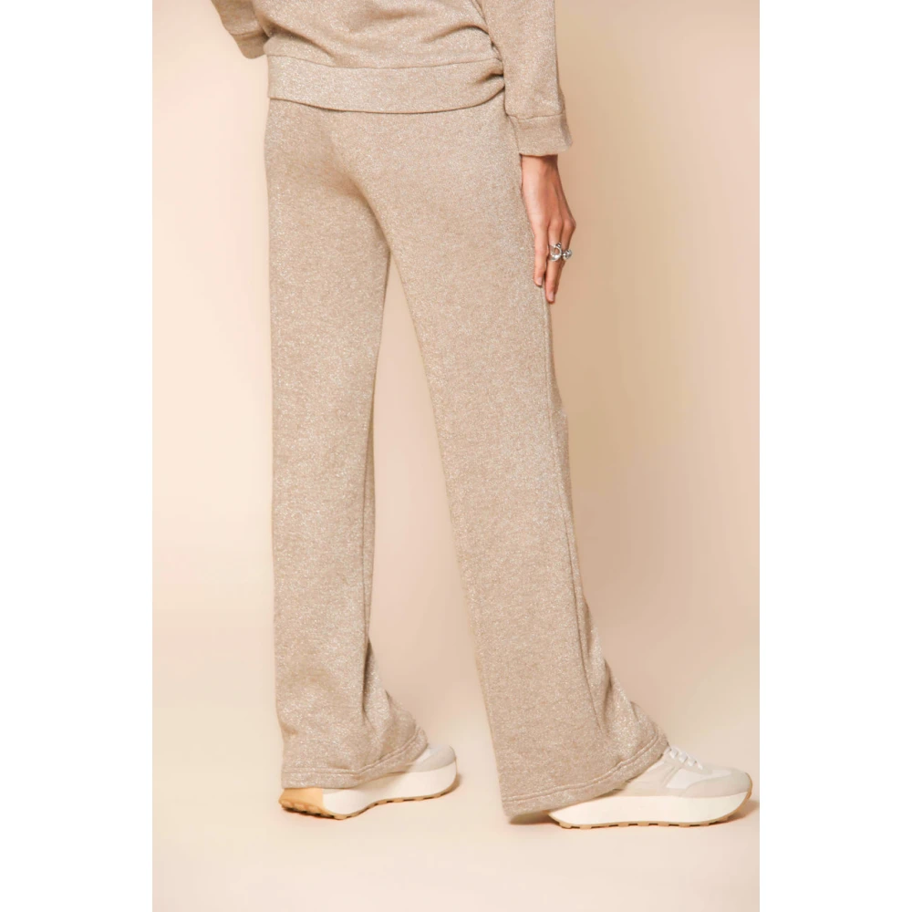 Mason's Lurex Chino Broek Straight Fit Beige Dames