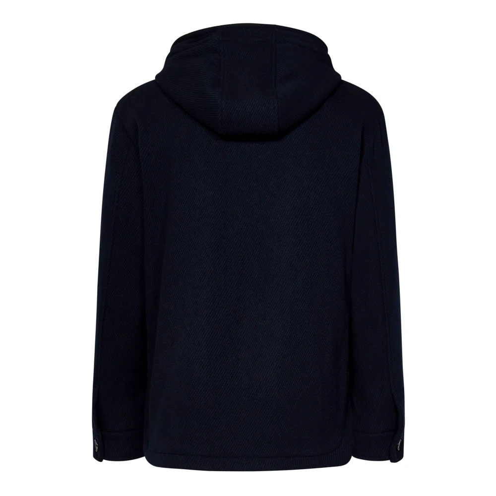 ETRO Blauwe wollen capuchonjas Blue Heren
