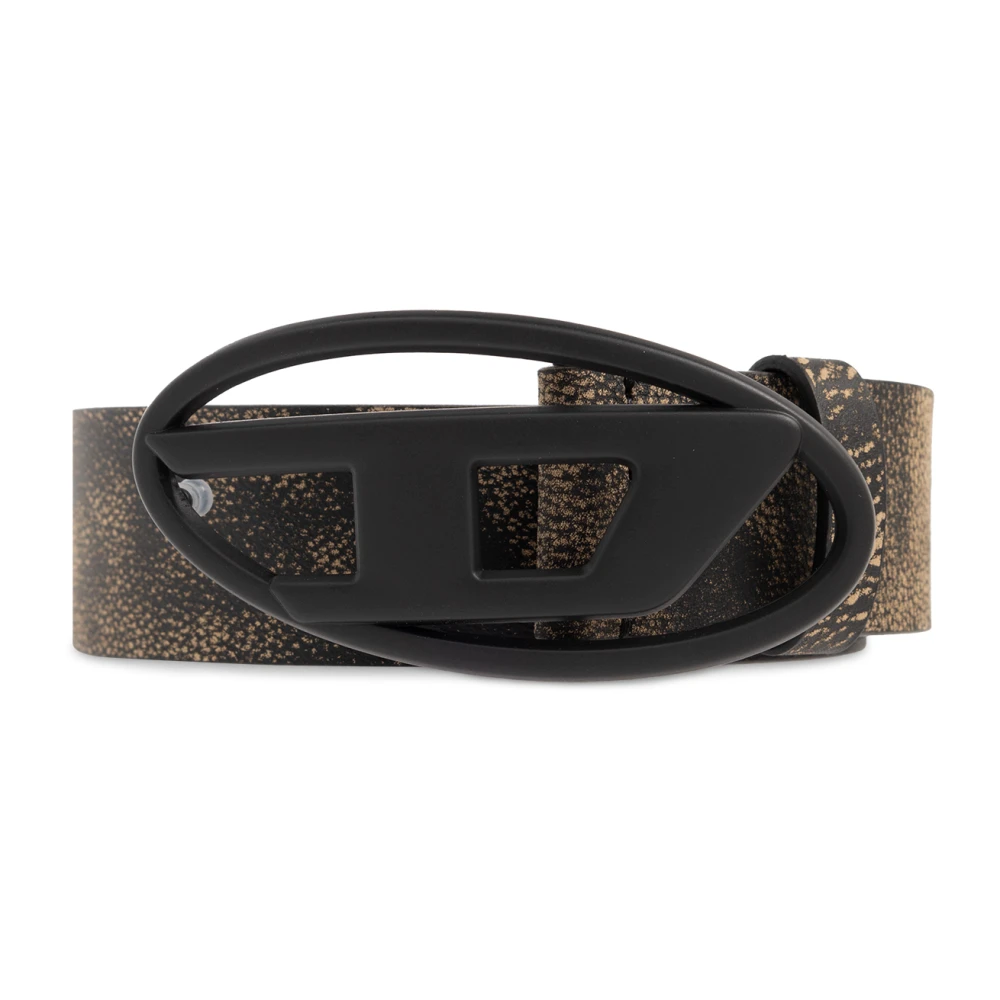 Diesel Treated leather belt with logo buckle Multicolor Unisex