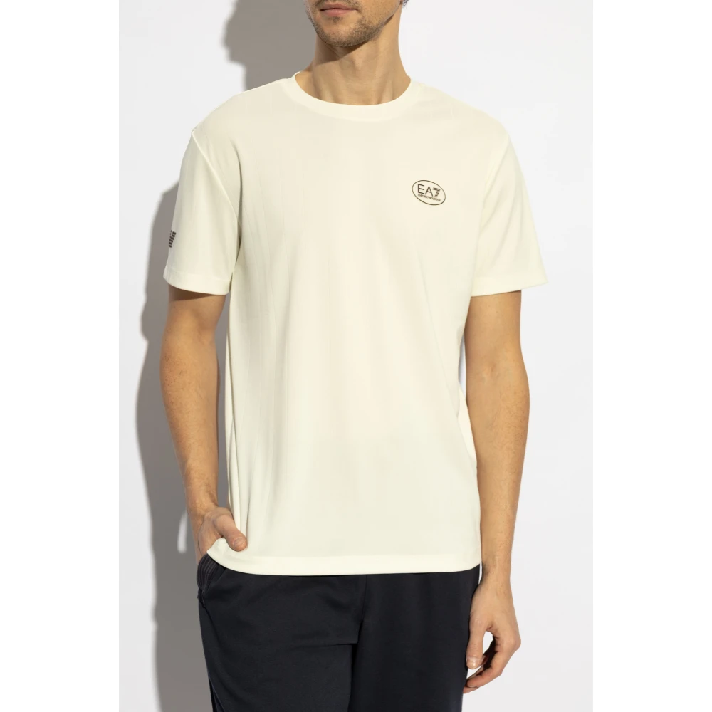 Emporio Armani EA7 T-shirt met logo Beige Heren