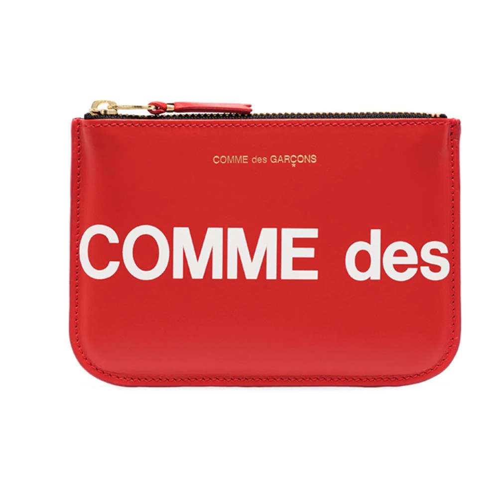 Comme des Garçons Logo Portemonnee Klassiek Zwart Leer Red Unisex